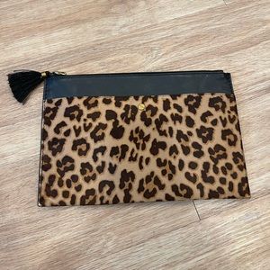 NWT J.CREW Leopard Calf Hair/ Leather Clutch
